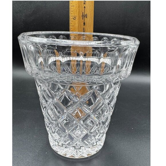 Vtg Waterford Marquis Diamond-Cut Flower Pot Vase 5.25" Tall Starburst Base Desi - Picture 5 of 7